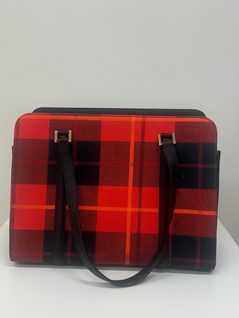 Kate Spade Red Plaid Tote Bag - Picture 3 of 4